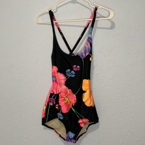Vintage floral one piece bathing suit